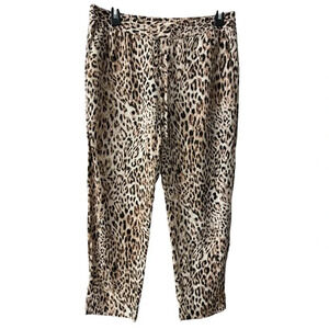 Banana Republic Slim Tencel leopard print pull on pants elastic waist small‎